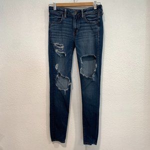 American Eagle Super Stretch X Jegging Jeans Ripped Holes W28"xL28" Women Size 6